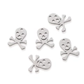 Detailansicht von fünf matten Edelstahl-Totenkopfanhängern für DIY-Schmuckherstellung - Totenkopf (11.5*14.5mm) / 5 Stück/Packung