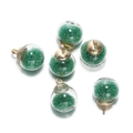 Detail of green glass ball pendants with golden metal caps for DIY jewelry making - 5 Pcs/Pack / Round-Deep Green