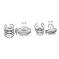 Base per anello regolabile in acciaio inox argento con vassoi ovali per gioielli fai-da-te - 5 Pezzi/Confezione (Interno 13*18mm) / Color Acciaio