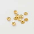 Detailed view of 18k gold plated hollow flower bead caps for DIY jewelry making - 7mm / 18K Color-preserving Genuine Gold