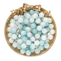 Cuentas de vidrio craquelado de 10mm azul y blanco en una bandeja decorativa dorada - 20 Piezas Por Paquete Aprox 26g / Azul y Blanco