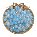Detail of 8mm light blue gradient glass beads in a vintage golden jewelry tray - 50 Pieces Set / Blue & Pink