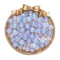 Macro view of 8mm gradient blue and purple frosted glass beads in a decorative tray - 50 Pieces Set / Blue Purple