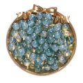 Perles de verre œil de chat bleu dégradé 8mm pour bijoux DIY en plateau doré - Lot de 50 pièces / Vert/Blanc