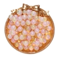 Perline in vetro sfumato da 8 mm per gioielli fai da te in un vassoio decorativo dorato - Set da 50 pezzi / Rosa Giallo
