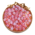 Perline di vetro sfumato rosa da 8mm per gioielli fai-da-te su vassoio dorato - Set da 50 pezzi / Rosso bianco