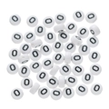 Flat round white acrylic beads with black number zero and letter O for DIY jewelry making - 100 Pcs Per Pack Approx 14.5g / Number 0