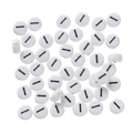 Macro view of white acrylic round flat beads with black minus symbol for DIY jewelry - 100 Pcs Per Pack Approx 14.5g / Number 1