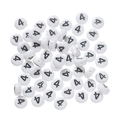 Detailed macro view of white round acrylic beads with black number 4 for DIY jewelry - 100 Pcs Per Pack Approx 14.5g / Number 4