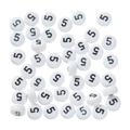 Macro shot of white acrylic beads with black number five for DIY jewelry making - 100 Pcs Per Pack Approx 14.5g / Number 5