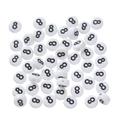 Flat lay of white acrylic round beads with black number 8 for DIY jewelry making - 100 Pcs Per Pack Approx 14.5g / Number 8