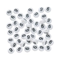 Close-up of white acrylic round flat beads with black number nine for DIY jewelry making - 100 Pcs Per Pack Approx 14.5g / Number 9