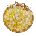 Perle in vetro bicolore da 8mm con sfumatura giallo e bianco per creazione gioielli - Set da 50 pezzi / Giallo/Bianco