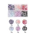 Bunte unregelmäßige Glassteine Set für Nagelkunst und Basteln in 6-Gitter-Box - 83g / Mischstil 03 (KT0114)