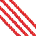Macro shot of 2mm vibrant red cat-eye glass beads for DIY jewelry making and beadwork - 2mm (0.8mm Hole) / 1 Strand (Approx. 180 Pieces) / Red