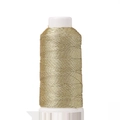 Macro detail of metallic gold polyester embroidery thread wound on a white spool - 6 Strands (0.4mm/600m) / Light gold