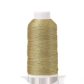 Detail of metallic gold polyester thread wound on white spool for DIY hand knitting - 12 Strands (0.8mm/270m) / Light gold