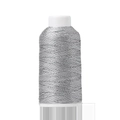 Macro shot of metallic silver embroidery thread wound on a white spool for DIY crafts - 12 Strands (0.8mm/270m) / Silver