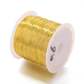 Detailed close-up of 0.5mm 18K gold plated copper jewelry wire on a white spool - 0.6mm (Approx. 10m/Bag) / Gold