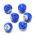 Blue acrylic billiard beads with number 2 for DIY jewelry making and craft projects - 5 Pieces/Pack / Blue Ball 2