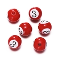 Red glossy acrylic billiard number 3 bead for DIY jewelry craft and accessory making - 5 Pieces/Pack / Red Ball 3