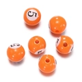 Orange acrylic loose beads featuring black number 5 billiard print for DIY jewelry making - 5 Pieces/Pack / Orange Ball 5