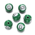 Green acrylic billiard style beads with printed number six for DIY jewelry craft making - Ball No. 6 (Approx. 11*11.5mm) (ai-Green)