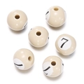 Beige acrylic billiard number 7 beads for DIY jewelry making and craft projects - Ball No. 7 (Approx. 11*11.5mm) (ai-Beige)