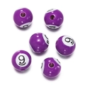 Close-up of purple acrylic billiard number 9 beads for DIY jewelry making - Ball No. 9 (Approx. 11*11.5mm) (ai-Purple)