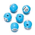 Detailed view of blue acrylic billiard-style beads with number 10 for DIY craft jewelry. - Ball No. 10 (Approx. 11*11.5mm) (ai-Blue)