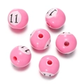 Detailed macro shot of pink acrylic beads with number 11 print for DIY jewelry crafts - No. 11 Ball (Pink)