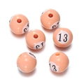 Macro detail of peach acrylic billiard number beads for DIY jewelry making crafts - No. 13 Ball (Flesh Pink)