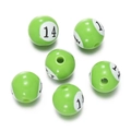 Green acrylic billiard style printed number 14 round beads for DIY jewelry making accessories - No. 14 Ball (Green)