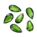 Macro shot of 8x14mm green teardrop glass beads with drill holes for DIY jewelry - 10 Pcs/Pack (Approx. 7.5g) / Imperial Green