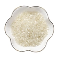 Translucent white 2mm cylindrical glass tube beads in a white ceramic bowl for DIY crafts - 3mm (1mm Hole) / Approx 300 Pieces / Off White