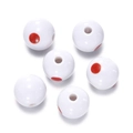 Loose white acrylic beads with red dot print for DIY jewelry making accessories - White Cue Ball (Red Dot Design)