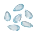 Detailed view of light blue teardrop glass beads with top drilling for DIY jewelry - 10 Pcs/Pack (Approx. 7.5g) / Jelly Blue
