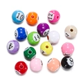 Colorful numbered acrylic billiard style beads for DIY jewelry making accessories - Assorted Mixed Colors (Billiard Style)