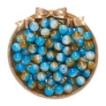 Blue and brown 10mm cracked glass beads for DIY necklaces in a golden tray - Blue and Orange