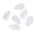 Close-up of six teardrop-shaped frosted glass beads with pre-drilled holes for DIY jewelry - 10 Pcs/Pack (Approx. 7.5g) / Jelly White
