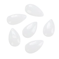 Macro view of six white translucent teardrop glass beads with frosted matte texture - 10 Pcs/Pack (Approx. 7.5g) / White Jade