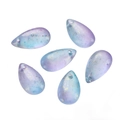 Detail of 8x14mm water drop glass beads with colorful gradient and gold foil flakes - 10 Pcs/Pack (Approx. 7.5g) / Matte Blue Purple