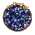 Blue crackle glass beads 10mm in decorative gold tray for DIY jewelry making - Dark Blue White