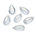 Close-up of 8x14mm frosted glass teardrop beads with shimmering gold and silver foil flakes - 10 Pcs/Pack (Approx. 7.5g) / Frosted Light Gray