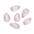 Macro view of six light pink teardrop glass beads with gold glitter for DIY jewelry - 10 Pcs/Pack (Approx. 7.5g) / Matte Pink