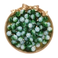 10mm dark green and ice crackle white glass beads for DIY jewelry making - Green and White