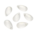 Detailed view of 8x14mm drop-shaped glass beads with glitter for DIY jewelry making - 10 Pcs/Pack (Approx. 7.5g) / Frosted White