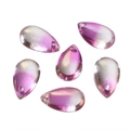 Macro shot of 8x14mm purple gradient teardrop glass beads with vertical holes for DIY jewelry - 10 Pcs/Pack (Approx. 7.5g) / Purple Glitter