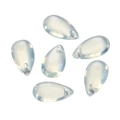 Macro detail of six opal glass teardrop charms with pre-drilled holes for DIY jewelry - 10 Pcs/Pack (Approx. 7.5g) / Opalite