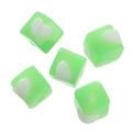 Green acrylic square beads with white heart patterns for DIY jewelry and phone chains - 5 Pieces (11.5*14*16mm/Hole 2.8mm/Approx. 10g) / Green